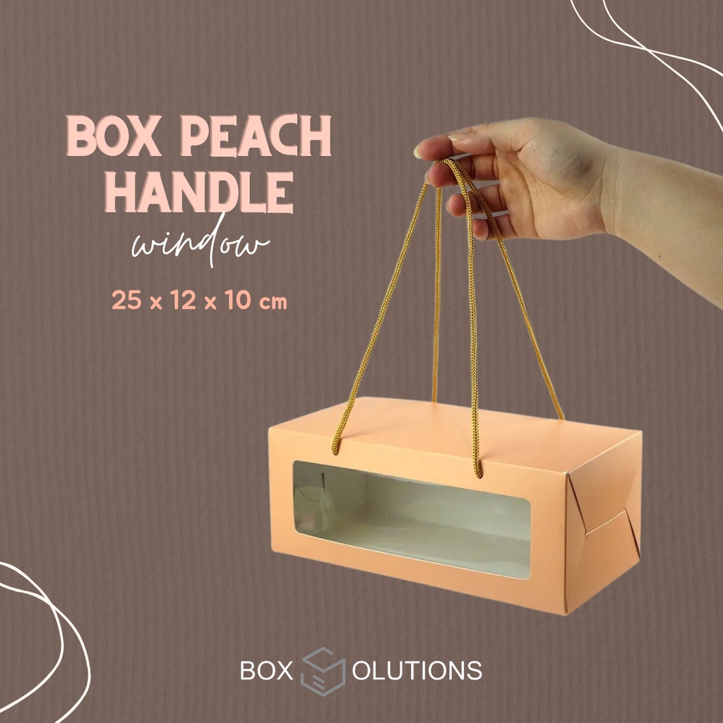 

box peach ivory window brownies handle / tali - 25 x 12 x 10 cm