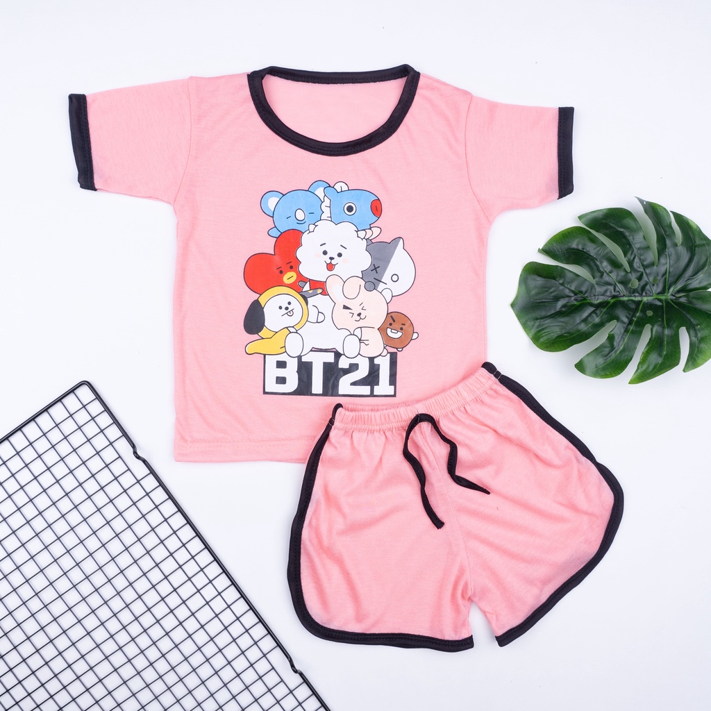 SALE SETELAN PLAYSET CUPA CUP BAJU ANAK KARAKTER / SET ANAK BALITA KARAKTER / SETELAN ANAK UNISEX-SET BT21 - SALEM
