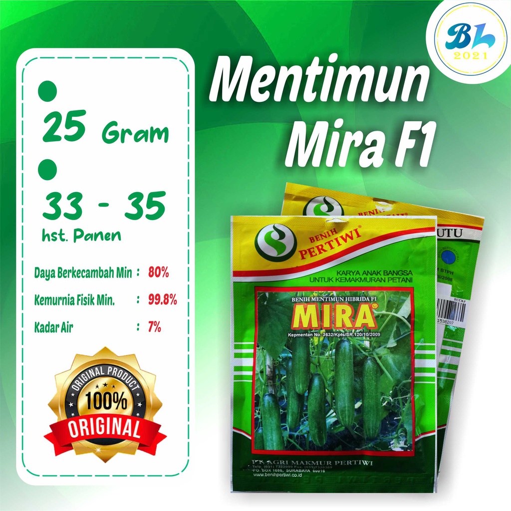 Benih Bibit Timun Mira F1 25 - Cap Benih Pertiwi
