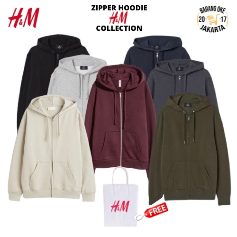 COD SALE 12.12 ZIPPER HOODIE BASIC HNM H&amp;M Black/Grey/Dark grey/Navy