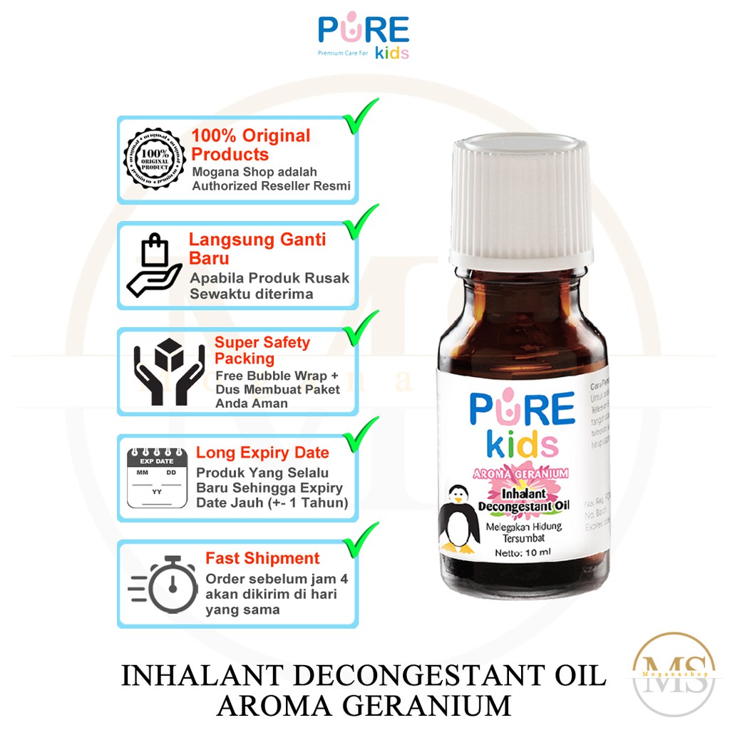 Jual PURE KIDS INHALANT DECONGESTANT OIL GERANIUM | Shopee Indonesia