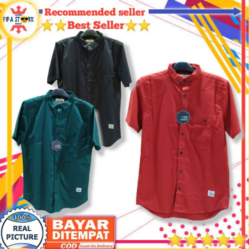 kemeja distro pria lengan pendek motif polos anything / baju distro pria / baju distro polos