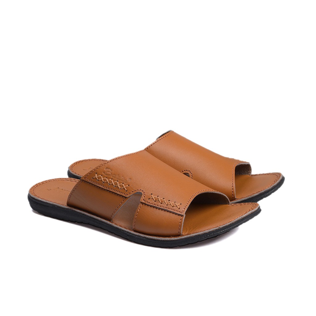 Sandal Pria Full Kulit asli 100% - Sendal Casual Slop Barlin Original - SM01