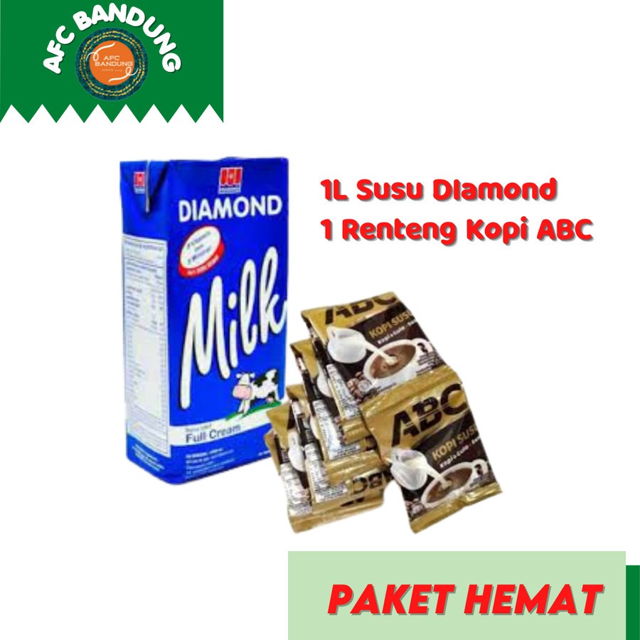 

Paket Sembako Susu Diamond 1 Liter + Kopi ABC Susu Sachet 1 Renteng