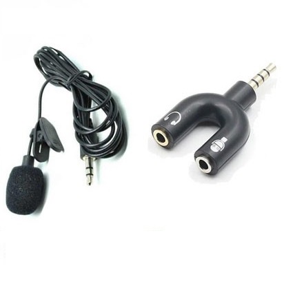 Paket Set YouTuber Vlogger Smule Alat Rekaman Mic Clip On dan Audio Splitter U