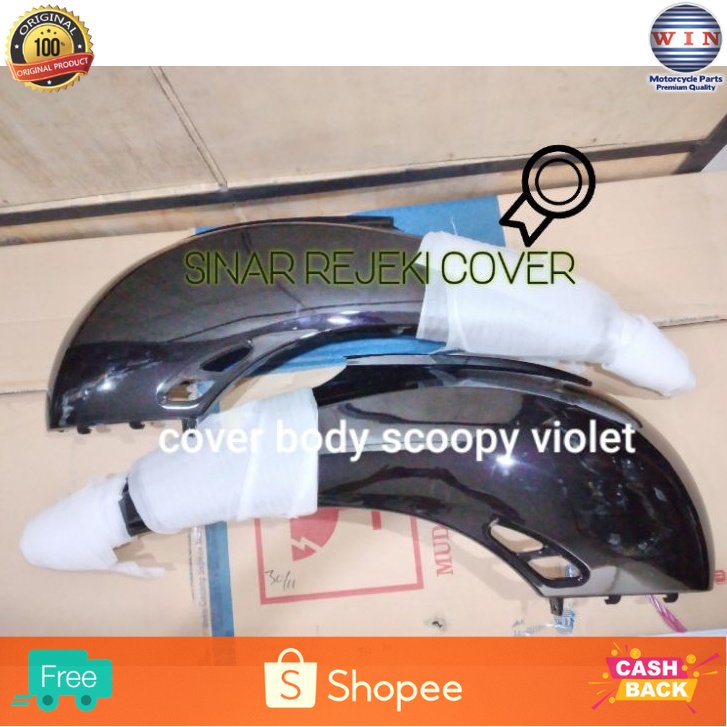 WIN - COVER BODY BODI BELAKANG SEPASANG HONDA SCOOPY KARBU KYT KIRI KANAN WARNA VIOLET/HITAM