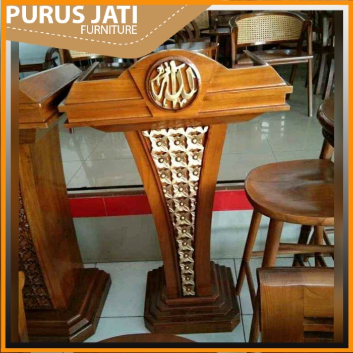 

Mimbar Podium Minimalis Jati Jepara Logo Allah Harga Murah