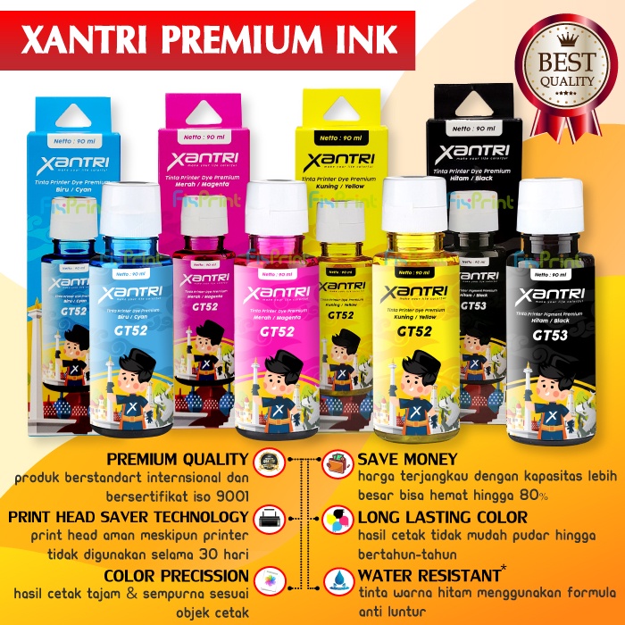 Tinta Premium Xantri GT52 GT53 GT 52 GT 53 Printer HP GT5810 115 315 319 350 415 419 410 450 510 550