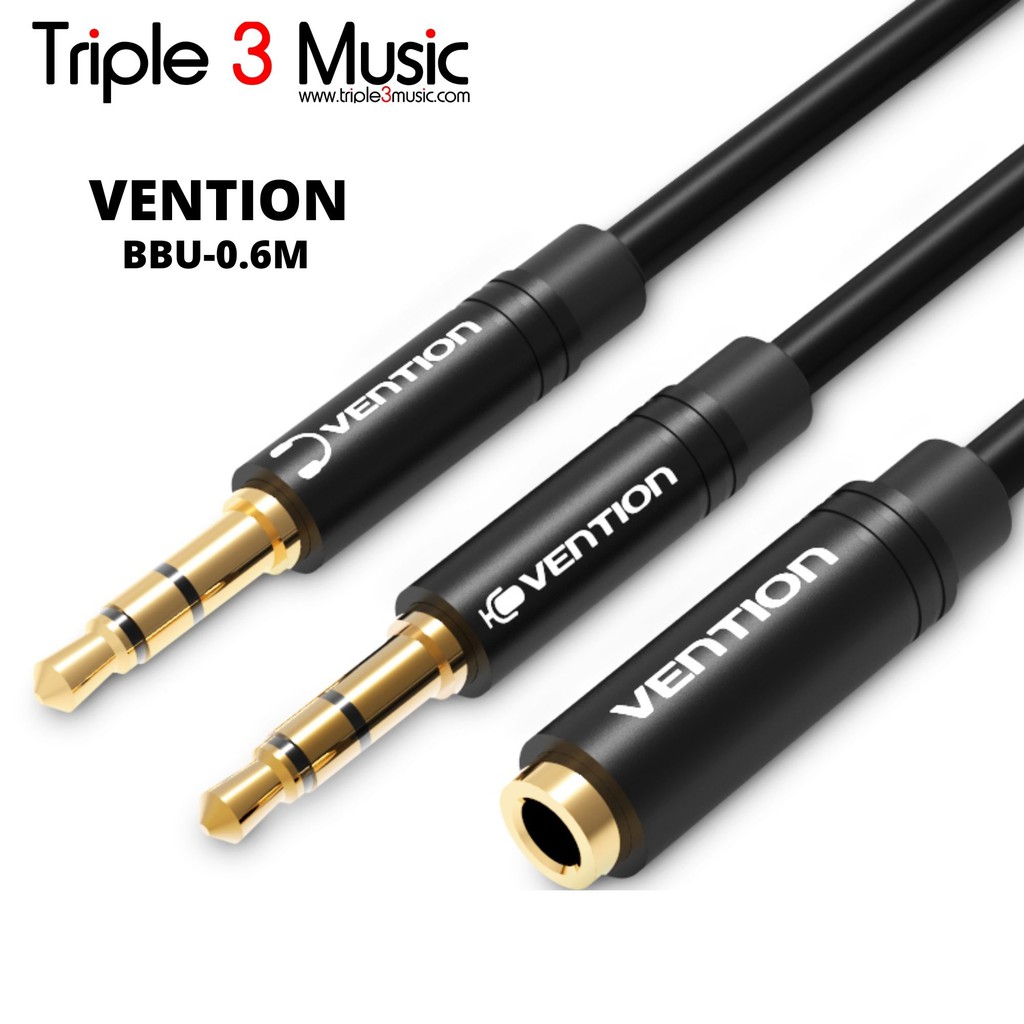 Vention BBU 0.6M Kabel Aux Audio Splitter 3.5mm pemisah mic&amp;headphone