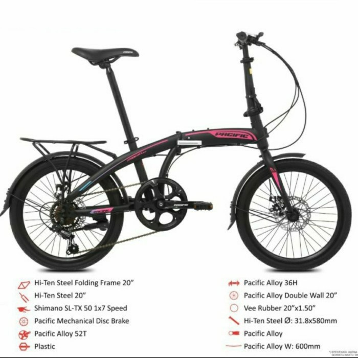 Sepeda Lipat Pacific STEEL 2980 RX 5.0 1x7SP 20 Inch Garansi SNI-2