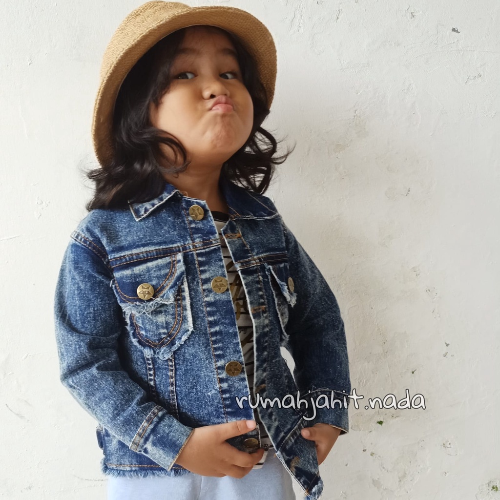 Jaket jeans anak sandwash unfinished