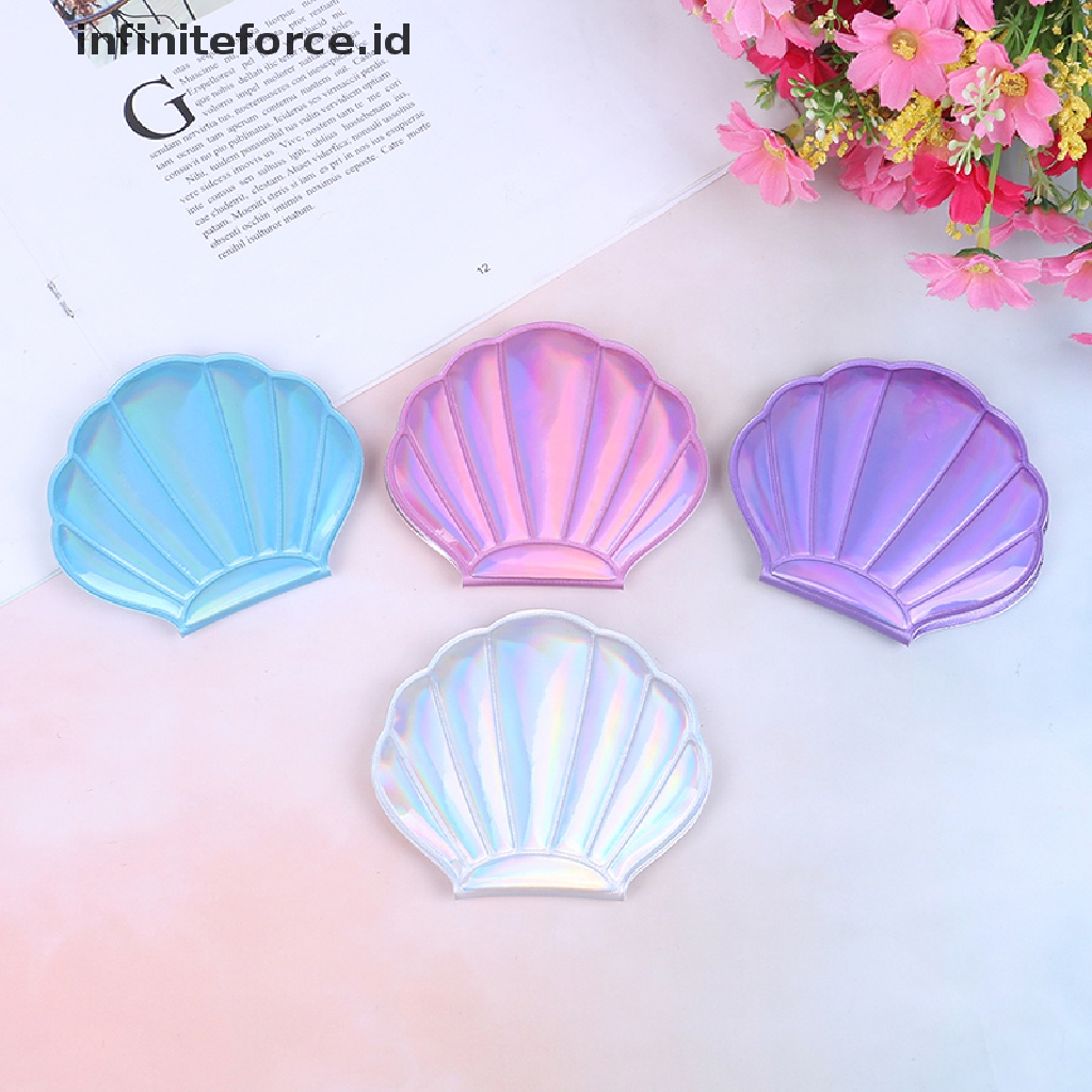 (Infiniteforce.Id) Cermin Makeup Dua Sisi Bentuk Kerang Bahan Kulit Pu