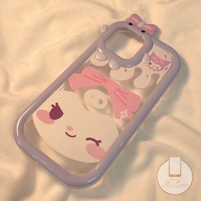 Lovely Bow-knot Monster Lensa VIVO Y12 Y15s Y35 Y15A Y22 Y21 Y75 Y55 Y33s Y16 V25 Y20s G Y30 Y12i Y21s V23 V23E Y33T T1X Y91C Y15 Y11 Y11s Y51 Y12s Y17 Y91 Cute Kulomi Soft TPU Case