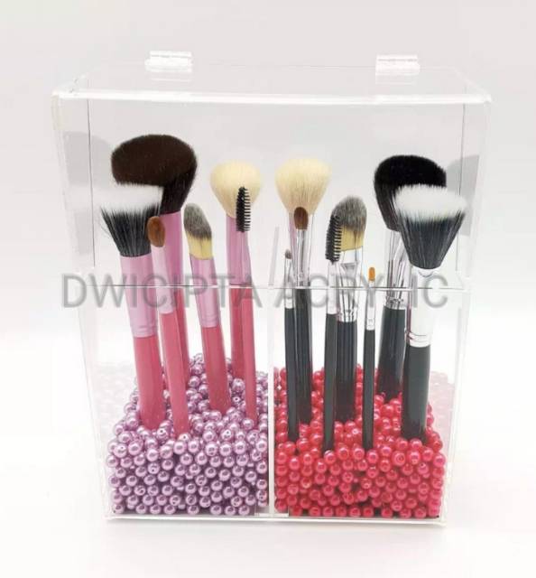 

Acrylic Brush Holder 2 Holes-Acrylic Tempat Makeup
