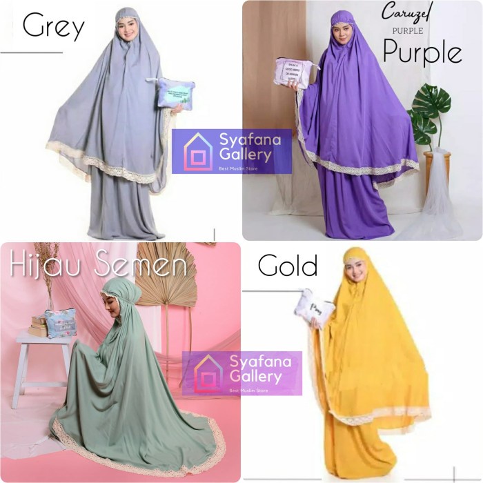 MUKENA- MUKENA DEWASA KATUN RAYON RENDA POUCH TRAVELING TRAVEL ADEM CANTIK - HITAM -MUKENA.