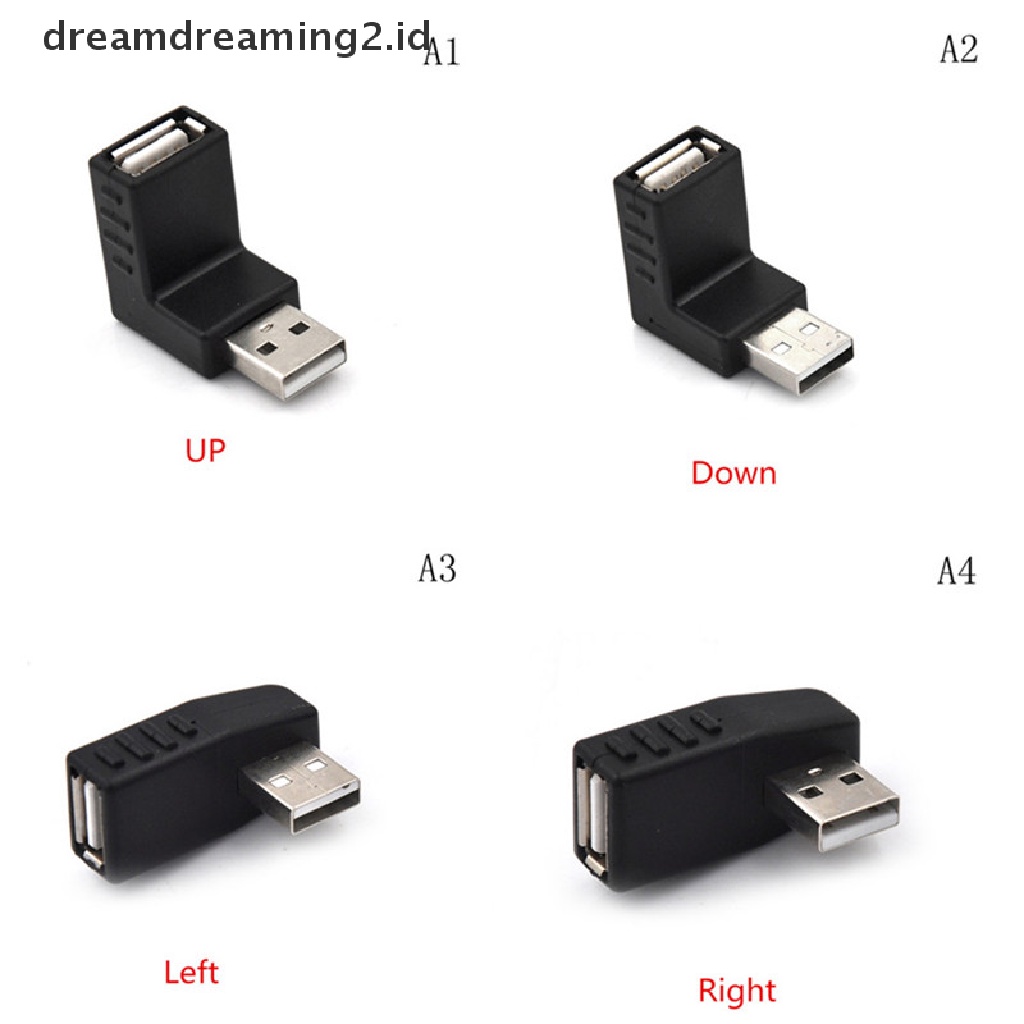 (LIKE) Adaptor Konektor Ekstensi USB 2.0 Male Ke Female Bentuk L