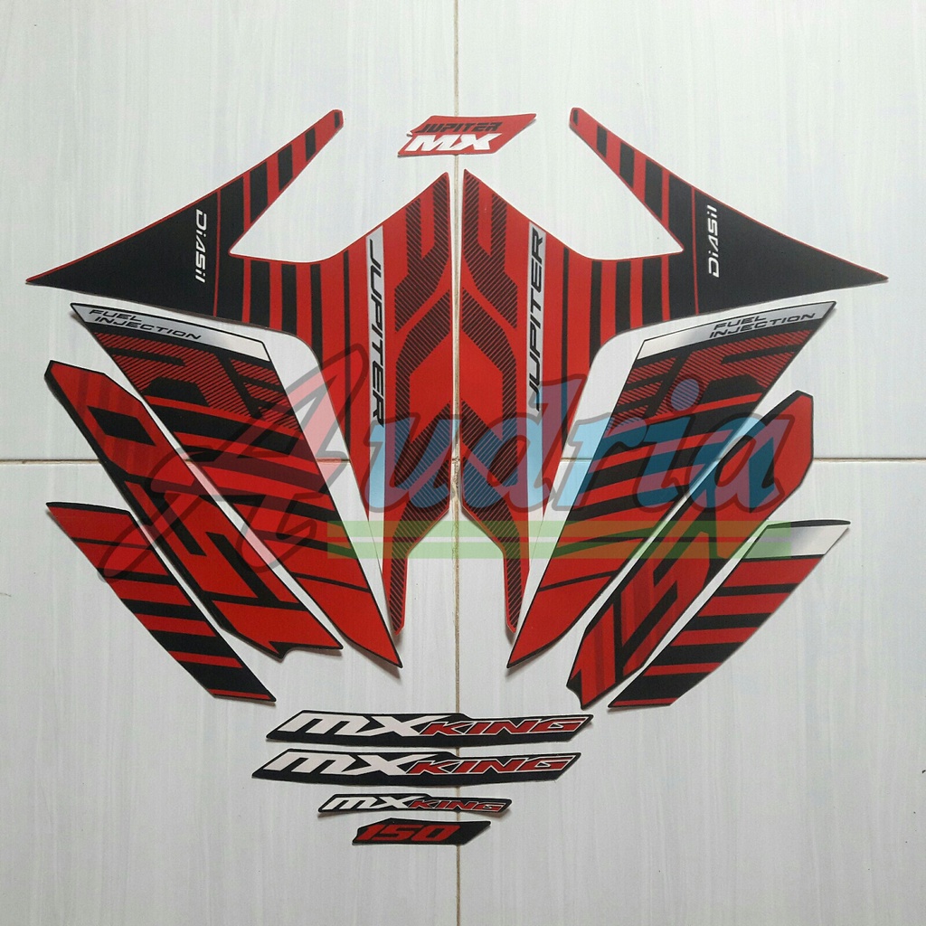 Jual Stiker Striping Motor Yamaha Jupiter Mx King 150 2015 Hitam-Merah