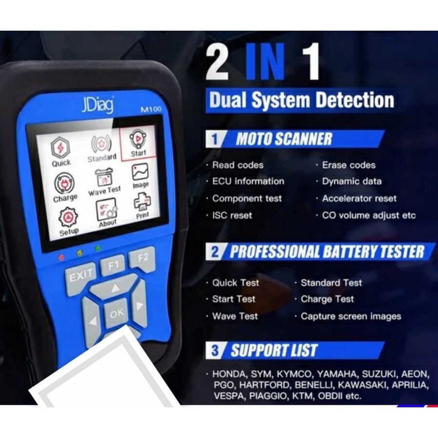 [Lengkap Yamaha Honda] JDiag M100 / M100 Pro Diagnosis Scanner Scaner Motor injeksi HONDA YAMAHA &amp; OBD2