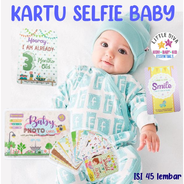 Baby Milestone Card Kartu Foto Lucu Bayi 45pcs Baby Cards Photo Foto Bayi selfie card photocard asesoris selfi fotografi Milestone Mile StoneCard