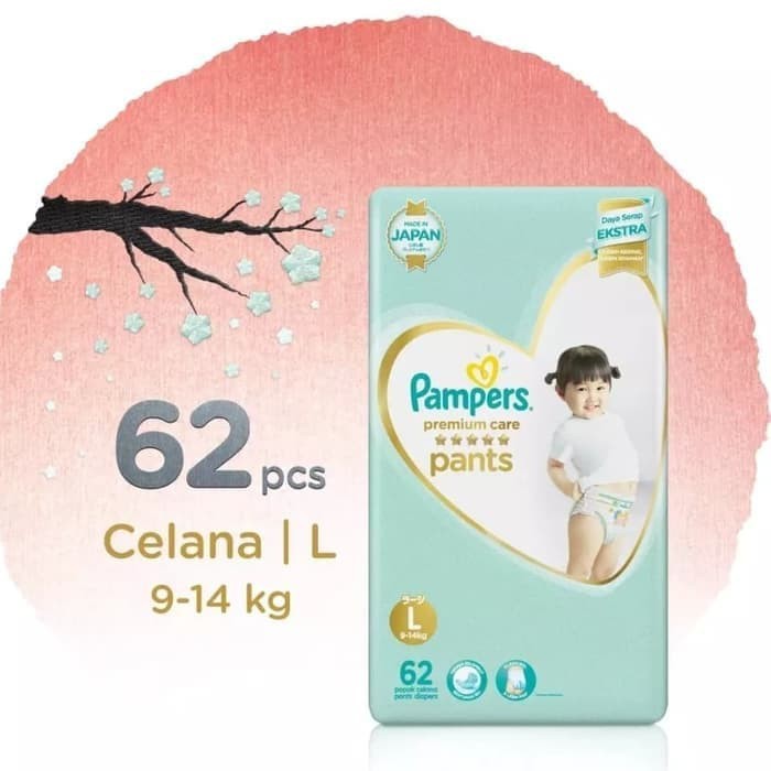 Promo silahkan Pampers Premium Care Pants L62 - Pampers Tipe Celana L 62