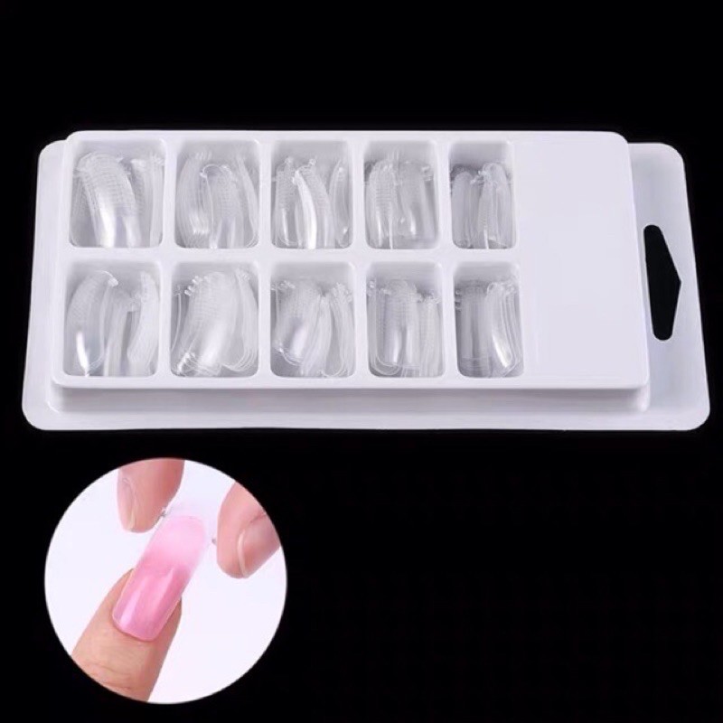 Cetakan 100pcs Dual form molding polygel poly gel extension mold kuku palsu polygel poligel