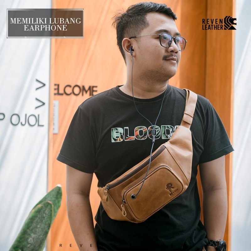 Tas Selempang Kulit Pria Sling Bag Waistbag Cowok Tas Pinggang Pria Kulit Sapi Asli Slempang Original Premium Keren Terbaru Zeus Bag by Crown Leather Crownleather Store