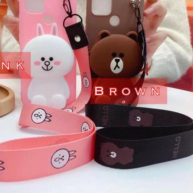 ☇ Case Dompet Koin Oppo A16 A54 A15 A15S A12 A5S A7 A11K/ Soft Case Karakter Dompet Koin + Tali Gant