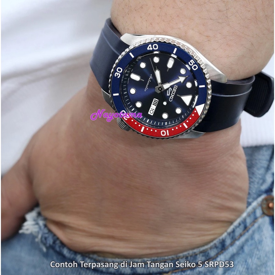 CRAFTER BLUE CB10 Rubber Strap Biru Navy PVD Buckle SEIKO 5 & SKX007