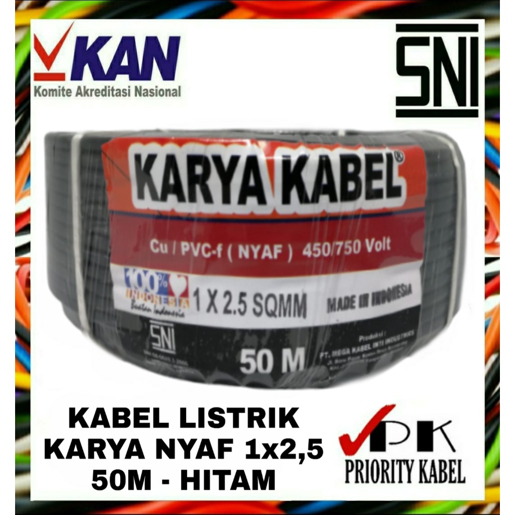 Kabel Listrik Serabut KARYA NYAF 1x2,5 1x2,5 50 meter (50m)