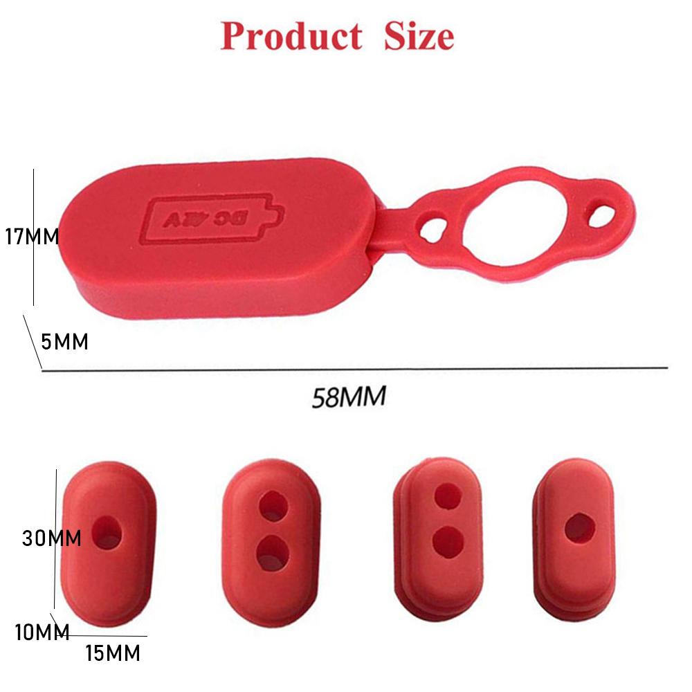 Suyo 4/5pcs Charge Port Cover Warna Merah Skateboard Aksesoris Karet Bagian Skuter Elektrik Untuk XIAOMI M365