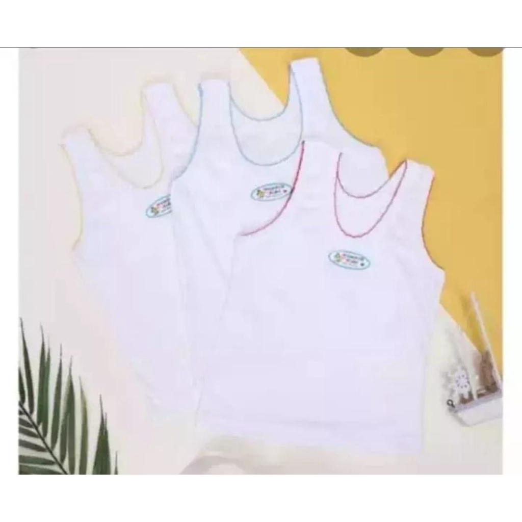 GROSIR... 12 PCS/1 LUSIN KAOS DALAM BAYI/SINGLET WONDER KIDS LIST 0-4 TAHUN/SINGLET ANAK HIGH QUALIT