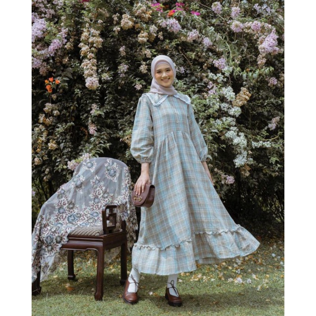 Sabine dress plaid olive By haideeorlin