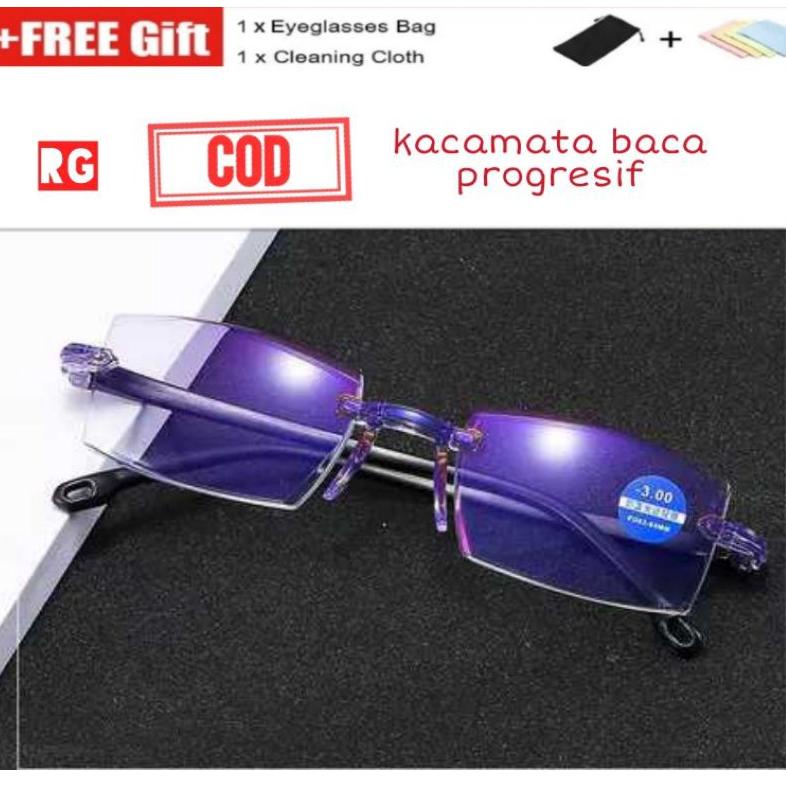 [KODE PRODUK B6WUT5780] Kacamata baca plus SUPER FOKUS blueray anti radiasi Progresif double Lensa B