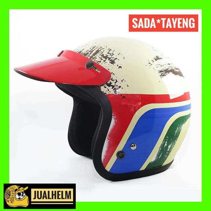 SALE Helm Sada Tayeng Krem Glossy - Helm Retro - Helm Classic