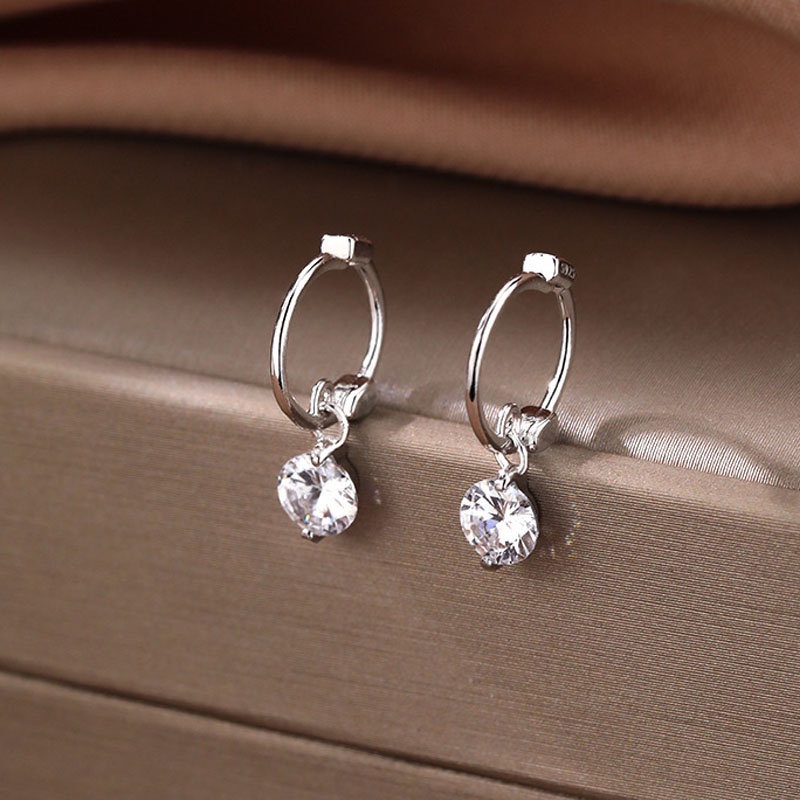 Anting Tusuk Sterling Silver 925 Bentuk Hati Hias Berlian Imitasi Untuk Wanita