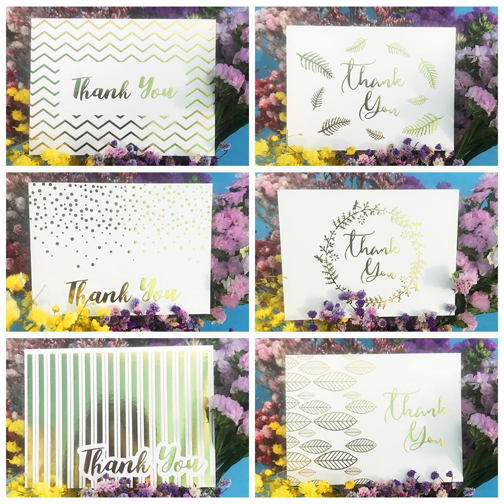 Top 50PCS Kartu Ucapan Putih7 * 9.5cm Pesta Pernikahan Thank You Bronzing Pattern