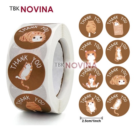 [KODE 133] Stiker CAT BROWN / Label segel Terima kasih 2.5cm (10pcs)