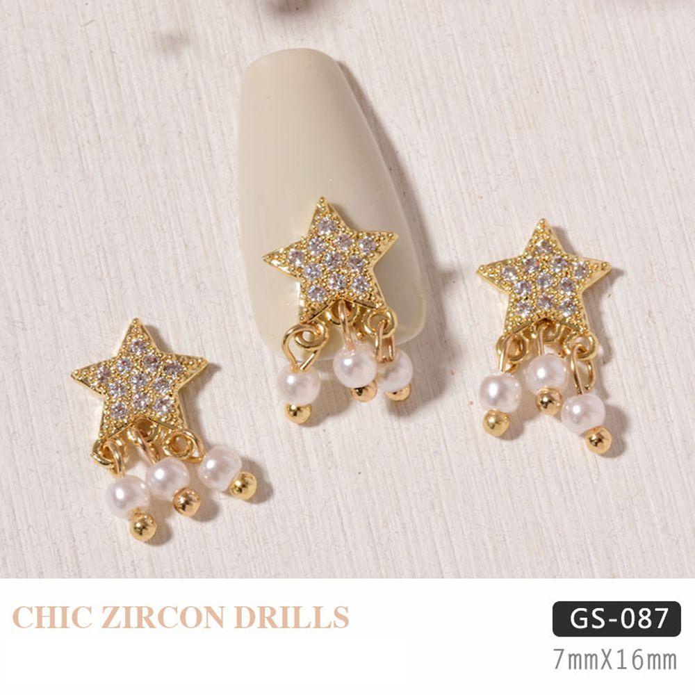 MXBEAUTY Zirkon Dekorasi Nail Art Mutiara Emas Logam Wanita Ornamen Berlian Imitasi Busur Gaya Korea 3D Perhiasan Kuku