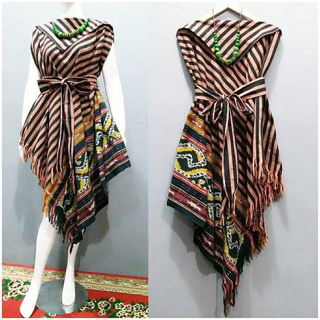 Tunik asymetris caliya tenun atasan baju batik wanita murah solo tenun troso jepara