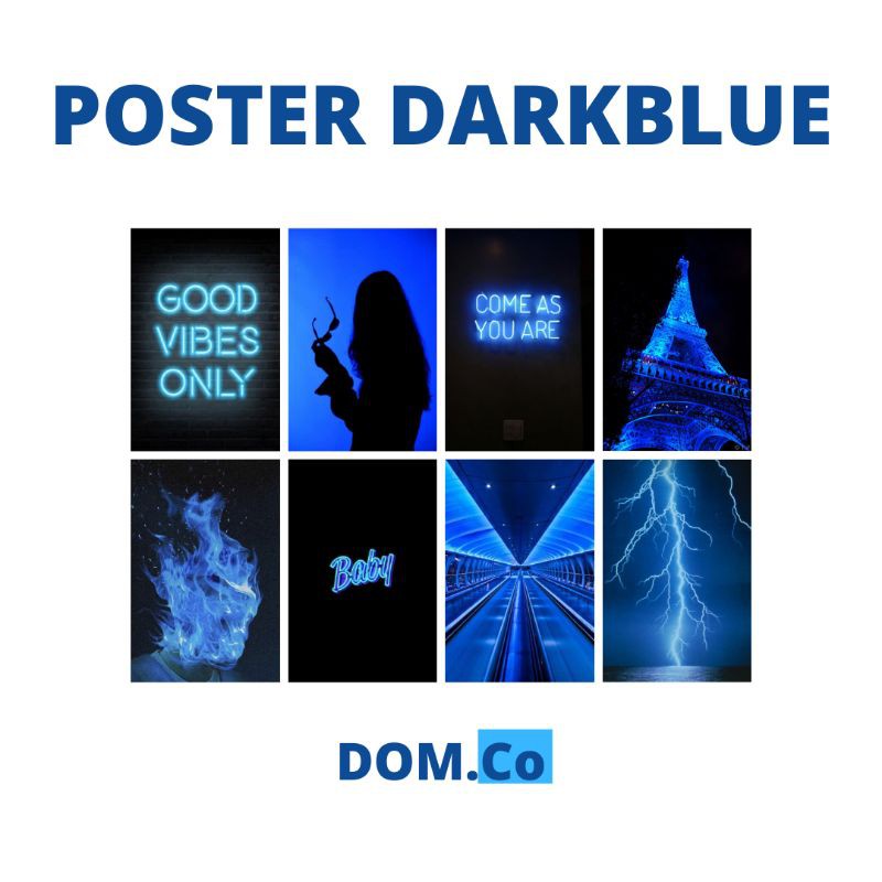 12 Pcs Poster A5 tema dark blue / poster dinding tema biru