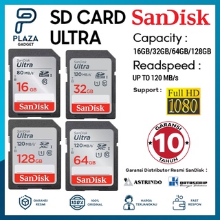 Sd Card Sandisk SDHC SDXC Ultra 32GB 64GB 128GB 256GB 120MBps 140MBps Original Bergaransi Resmi 10 Tahun
