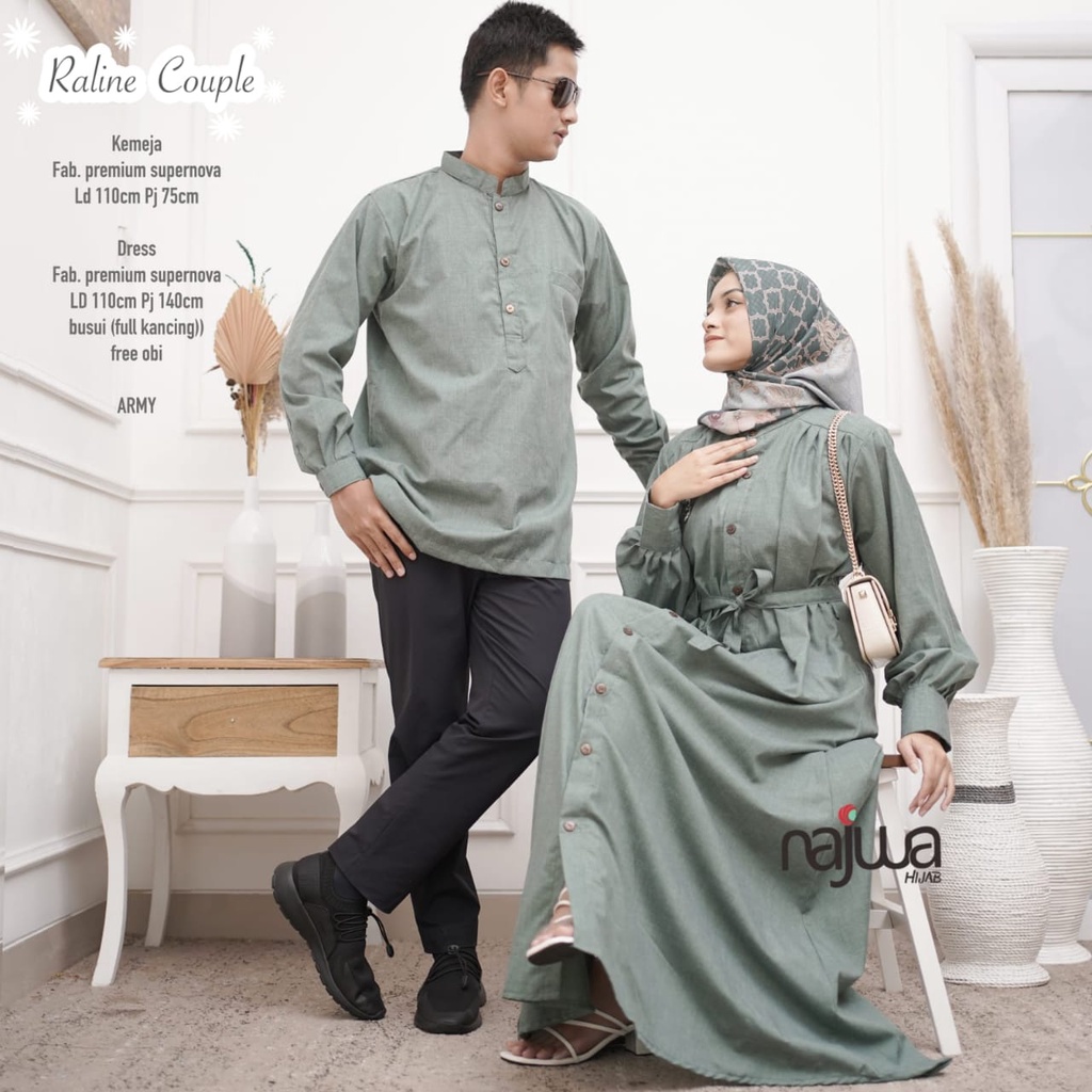 Baju Muslim Couple Pasangan Bahan Toyobo Halus Adem / Fashion Couple Lebaran Terbaru