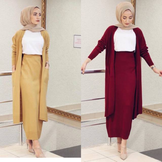 ONE SET CARDI RAJUT IMPORT ( Cardi+Rok )