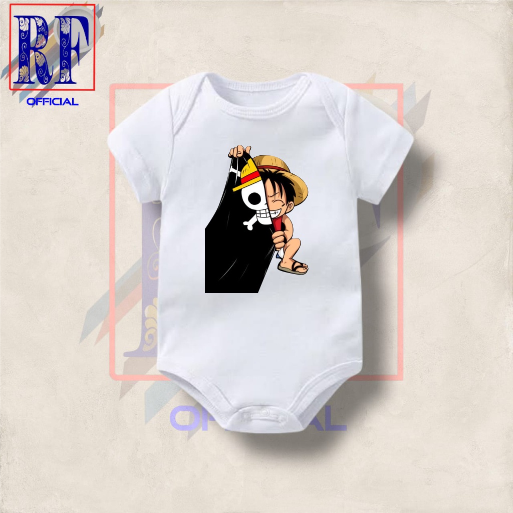 Kaos baju bayi jumper baby kids pendek Anime ONE PIECE Monkey D Luffy Chopper logo tulisan usia 0 1 