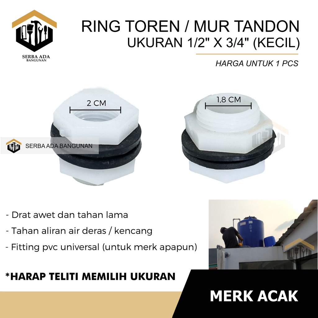 RING TOREN AIR TANDON / BESAR KECIL SEDANG MUR PVC KUALITAS TEBAL KUAT BAGUS TAHAN LAMA