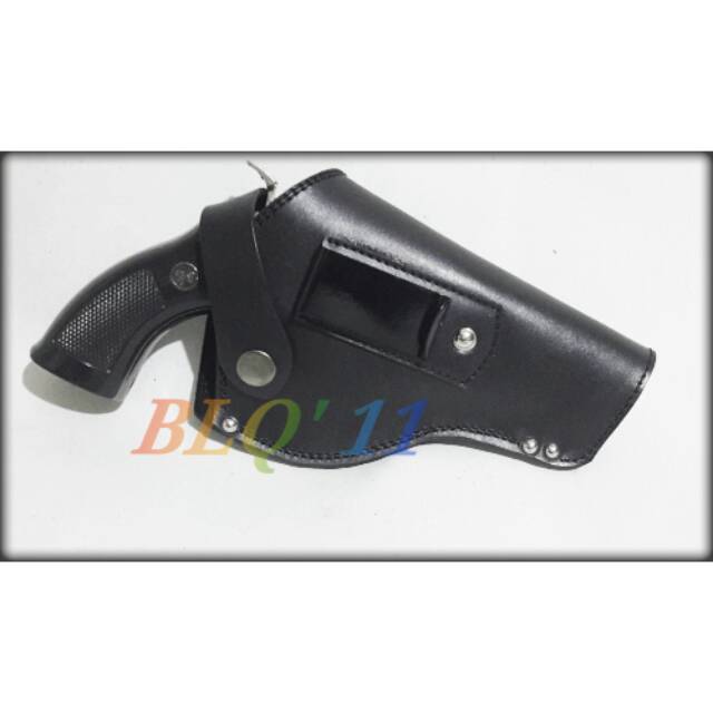 Holster kulit Sarung Pistol kulit asli model selip Revolver 4 inchi