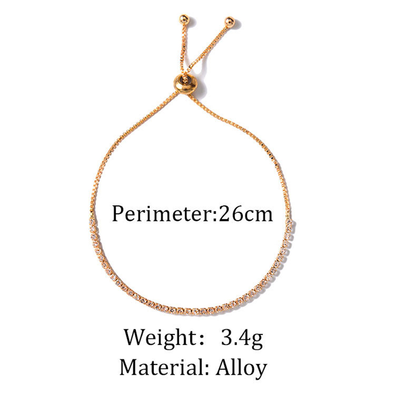 Ahellogirl Gelang Adjustable Aksen Berlian Imitasi Warna Rose Gold Dan Silver Untuk Wanita