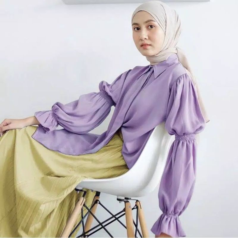 Paula blouse lengan kerut balon
