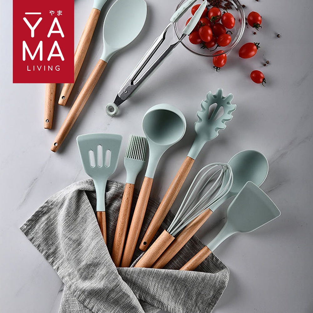 YAMA SHINJU Non Stick Silicone Kitchen Utensil Peralatan Masak Set Spatula Dapur