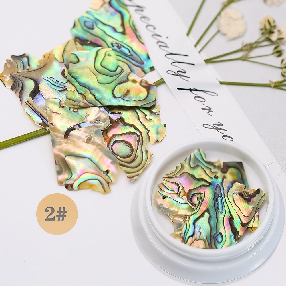 R-flower Nails Abalone Shell Slice Berlian Imitasi Alami Kerang Laut Tekstur 3D